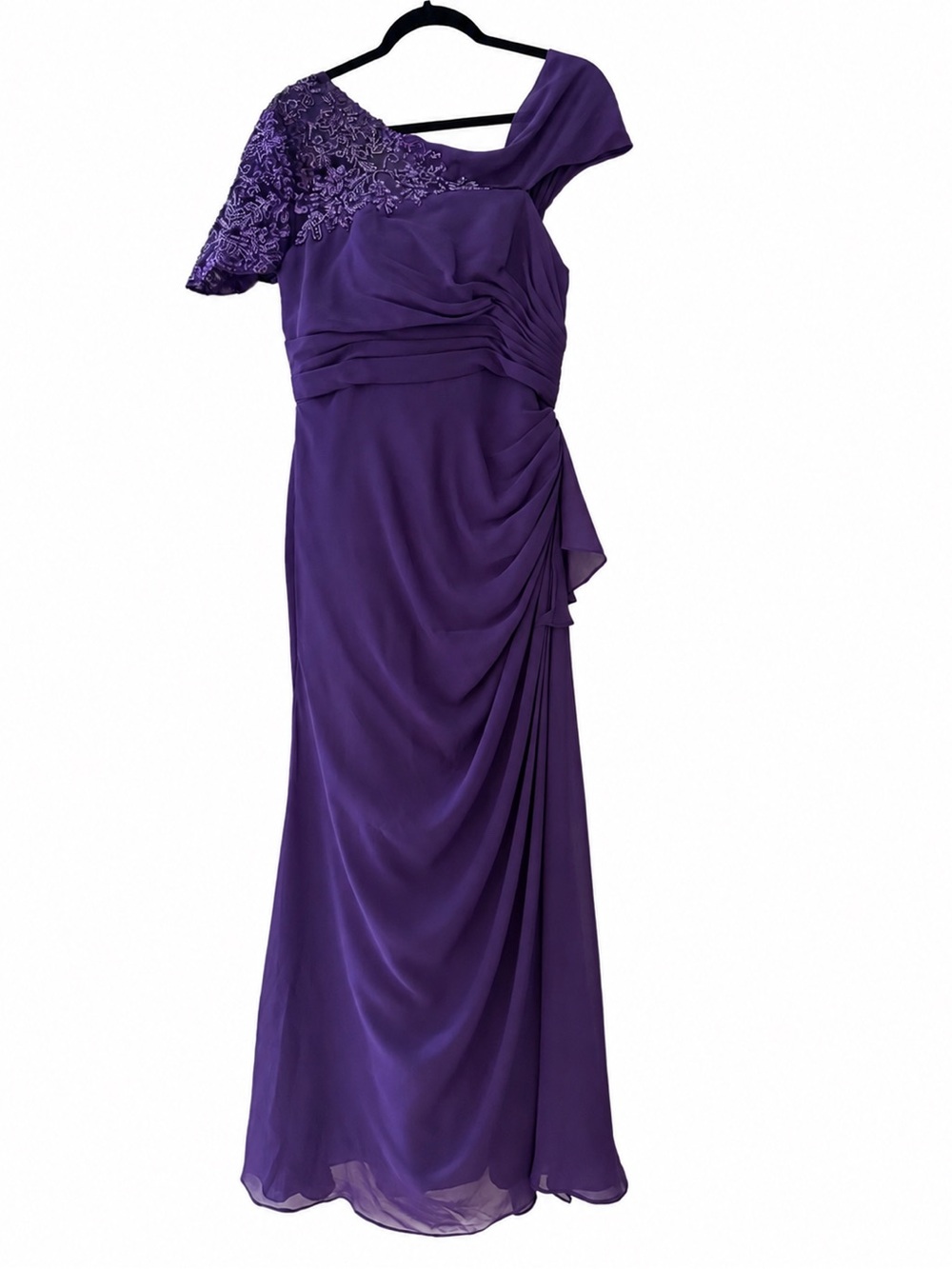 Purple One Shoulder Formal Wedding Guest Bridesmaid Gown NWT - Picture 3 of 5